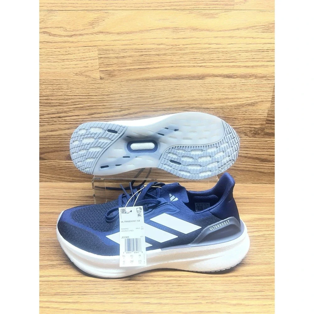 Adidas Ultraboost 5X Running Shoes White Navy Blue Men's Size 10. JI3385